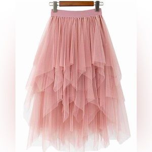 NWT Boho ballerina pink tulle tiered skirt - one size